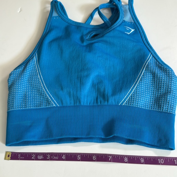 Gymshark ultra seamless sports bra strappy neon blue padded athletic workout - Picture 3 of 5